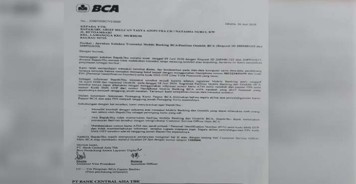 Uang Tabungan Nasabah BCA Baubau Bernilai Ratusan Juta Raib dalam Rekening