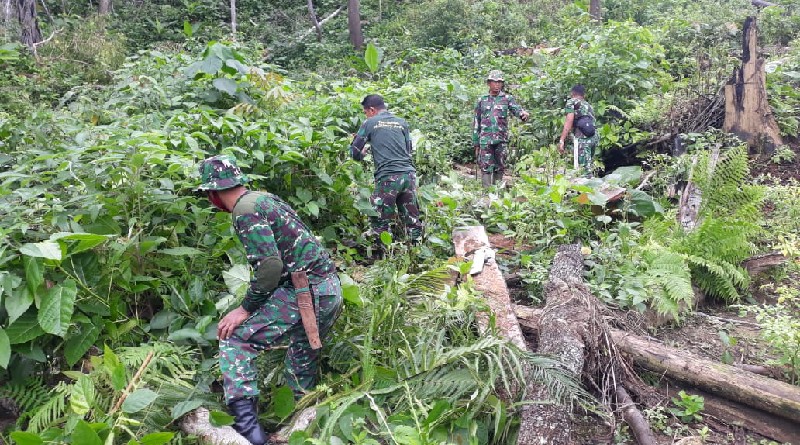Anggota Koramil 1413-02/Pasarwajo Siapkan Desa Montowu Guna Penanaman Pajale