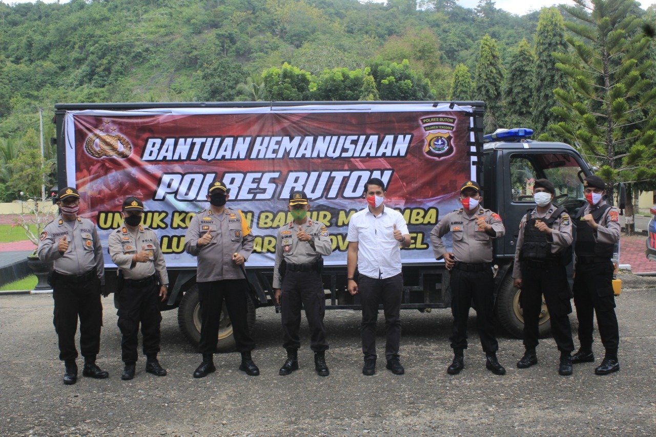 Peduli Bencana Masamba, Kapolres Buton Beri Bantuan Kemanusiaan