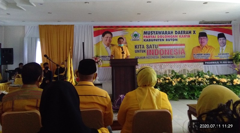Buka Musda Golkar X Buton Ketua DPD I Golkar Harap Ketua DPD 2 Terpilih Aklamasi