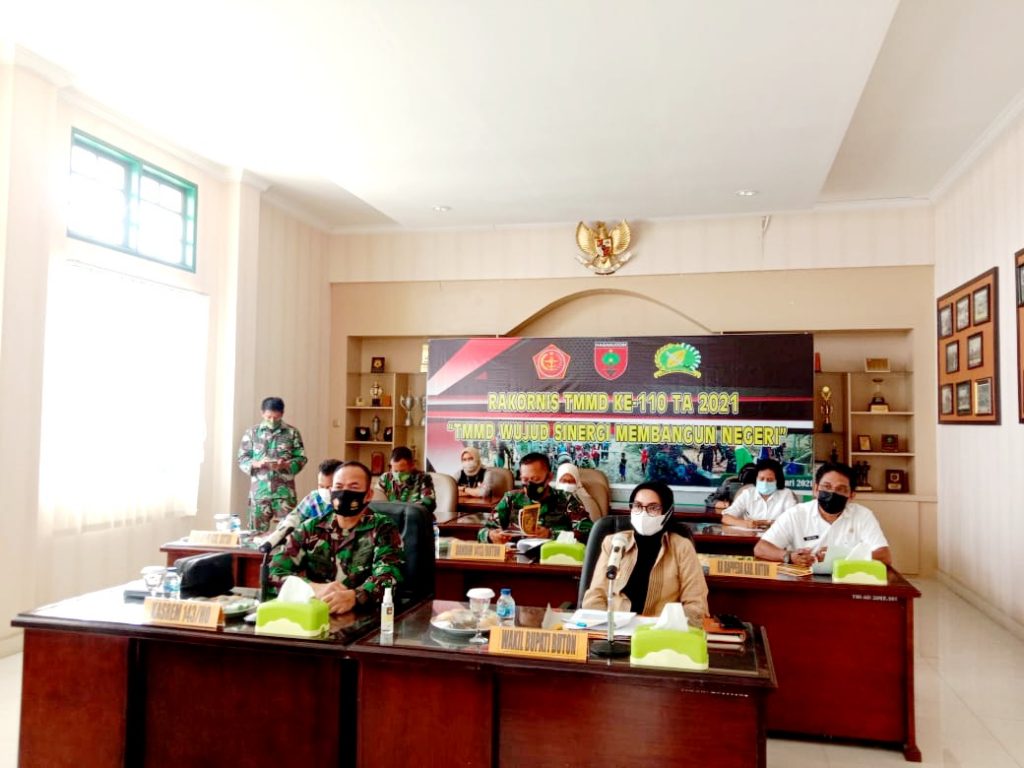 Jelang Pelaksanaan TNI Manunggal Membangun Desa (TMMD) Reguler Ke-110 di Buton, Wabup Ikuti Rakornis