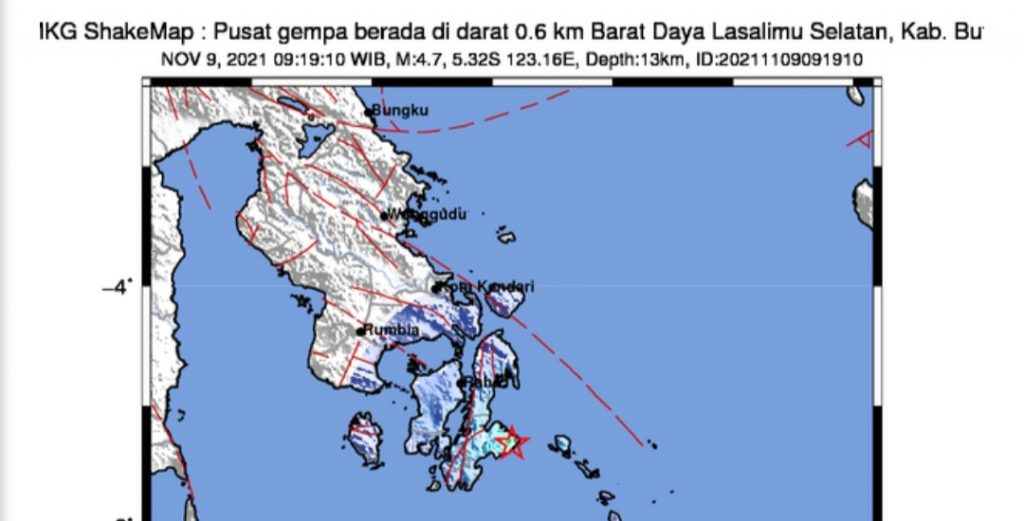 Gempa M 4,7 Guncang Lasalimu Selatan, Warga Rasakan Getaran selama Lima Menit