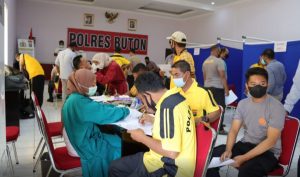 Cek Kondisi Kesehatan Personel, Polres Buton Gelar Rikkes Berkala Tahun 2022