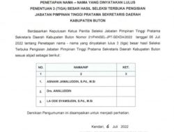 3 Nama Lolos Seleksi Jadi Sekda Buton, Ini Daftarnya