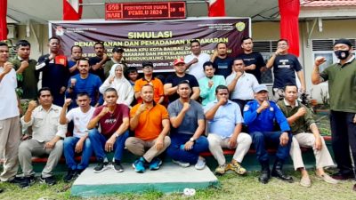 Antisipasi Kebakaran, KPU Baubau Gandeng DKP Gelar Simulasi Kebakaran