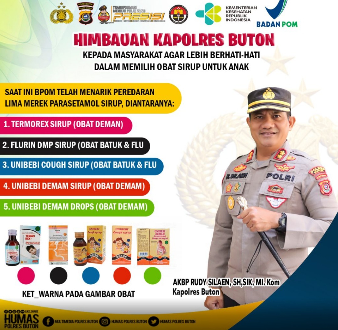 Kapolres Buton Himbau Masyarakat Hentikan Penggunaan Obat Sirup Anak