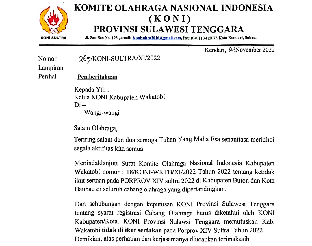 Atlet Wakatobi Terancam Batal Ikut Porprov XIV Sultra