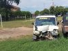 Diduga Berkecepatan Tinggi Mobil Pick Up Tabrak Pagar SPMN 3 Baubau