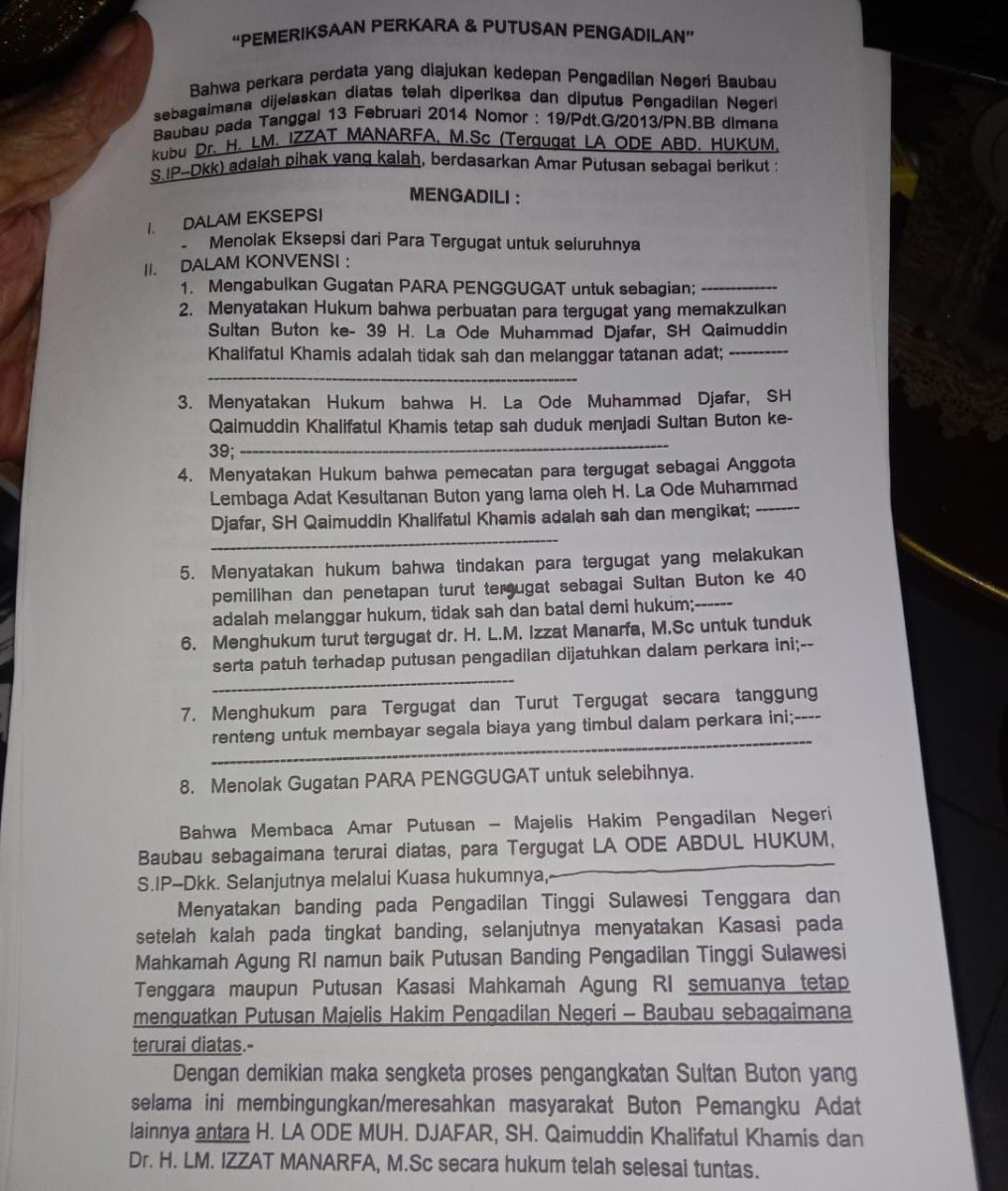 Lembaga Adat Kesultanan Buton Bakal Mengumumkan dan Melantik Sultan Buton Ke-40