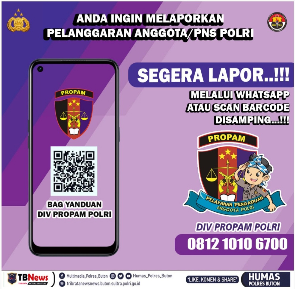Polres Buton Buka Layanan Nomor Pengaduan WhatsApp (WA) 0812 1010 6700