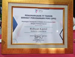 Ridwan Kamil Raih Penghargaan Pemimpin Tepopuler di Media Arus Utama dari Serikat Perusahaan Pers
