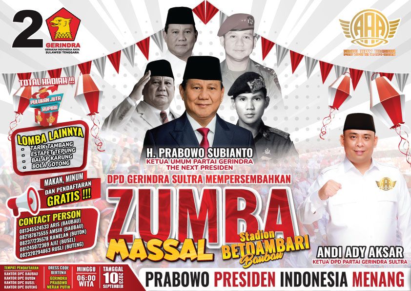 Ribuan Warga Bakal Mengikuti Zumba Massal Partai Gerindra di Baubau