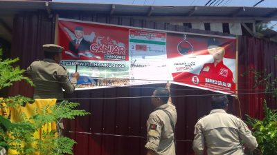 Belum Masuk Masa Kampanye, Bawaslu Buton Copot Ratusan APK Caleg