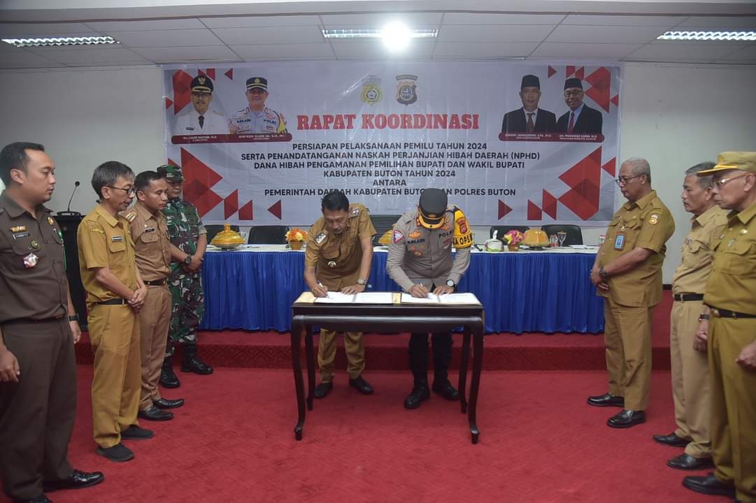 Pemkab Buton Teken NHPD Pengamanan Pemilu