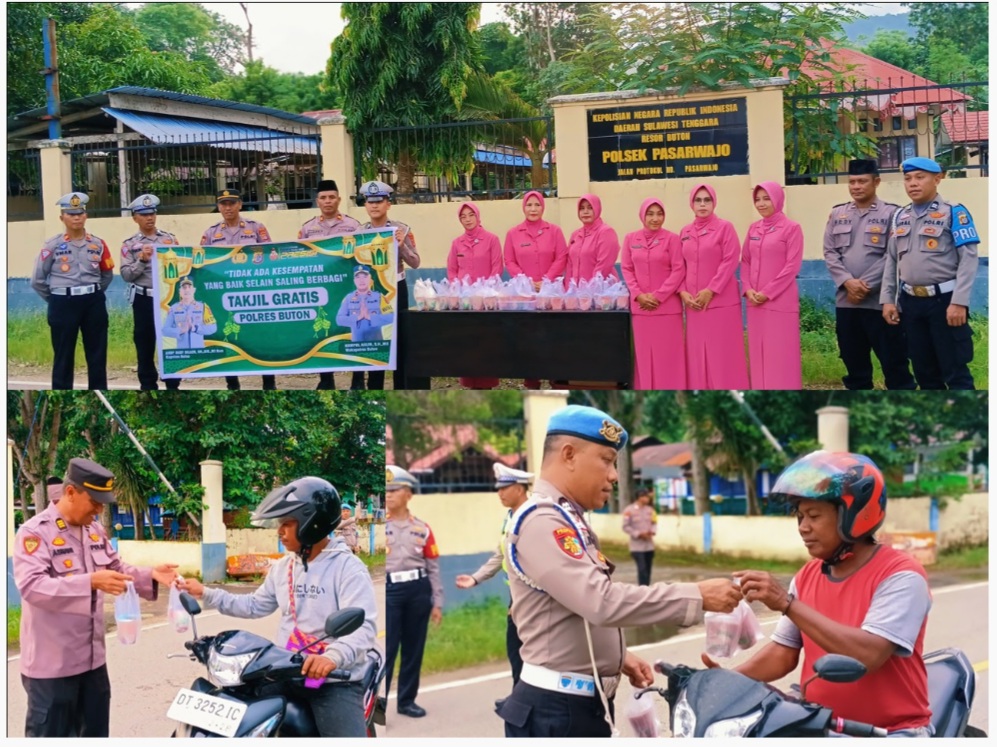 Semarak Ramadhan, Polres Buton Bagi Takjil Gratis ke Pengendara