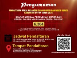 KPUD Buton Umumkan Pendaftaran Calon Bupati/ Wakil