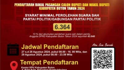 KPUD Buton Umumkan Pendaftaran Calon Bupati/ Wakil
