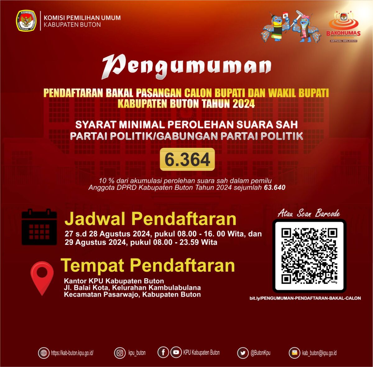 KPUD Buton Umumkan Pendaftaran Calon Bupati/ Wakil