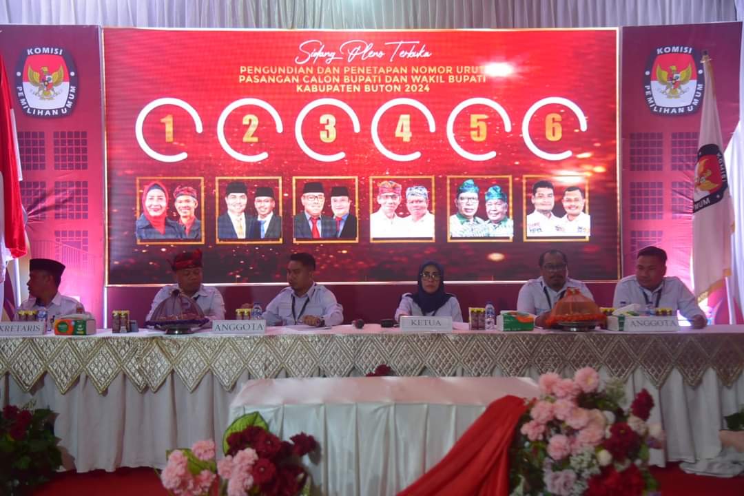 Pj. Bupati Buton Saksikan Pengundian dan Penetapan Nomor Urut Cabup dan CAwabup Buton Pj. Bupati Buton Saksikan Pengundian dan Penetapan Nomor Urut Cabup dan CAwabup Buton