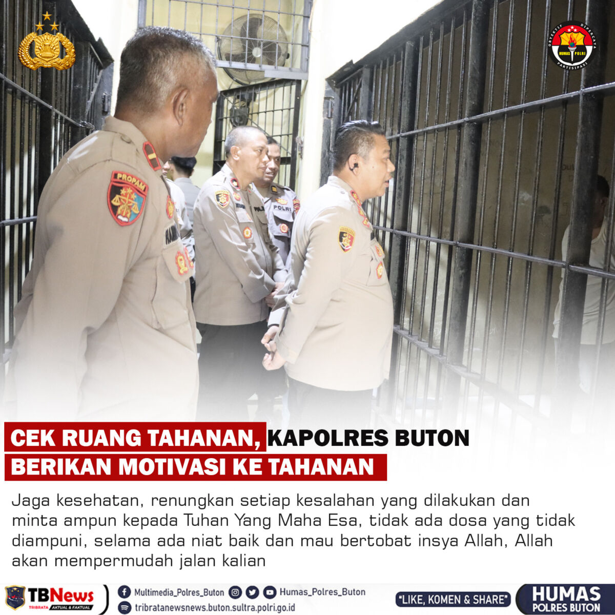 Kapolres Buton Periksa Senjata Api dan Amunisi Anggota juga Ruang Tahanan