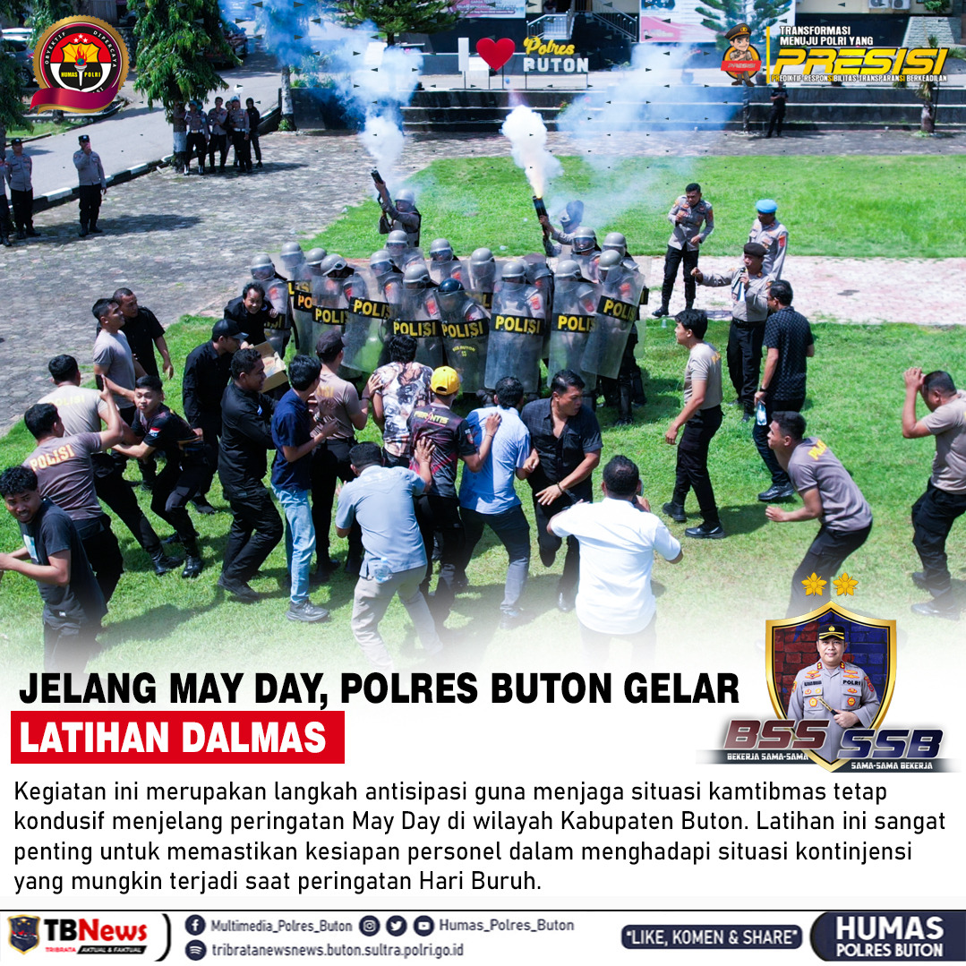 Jelang Hari Buruh, Polres Buton Gelar Latihan Pengendalian Massa