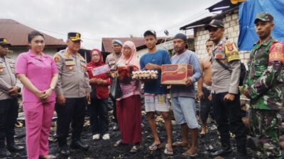 Kapolres Buton Serahkan Bantuan Sosial untuk Korban Kebakaran di Saragi