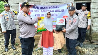 Polsek Ambuau Indah Bagikan Sembako Jelang Hut Bhayangkara Ke-79