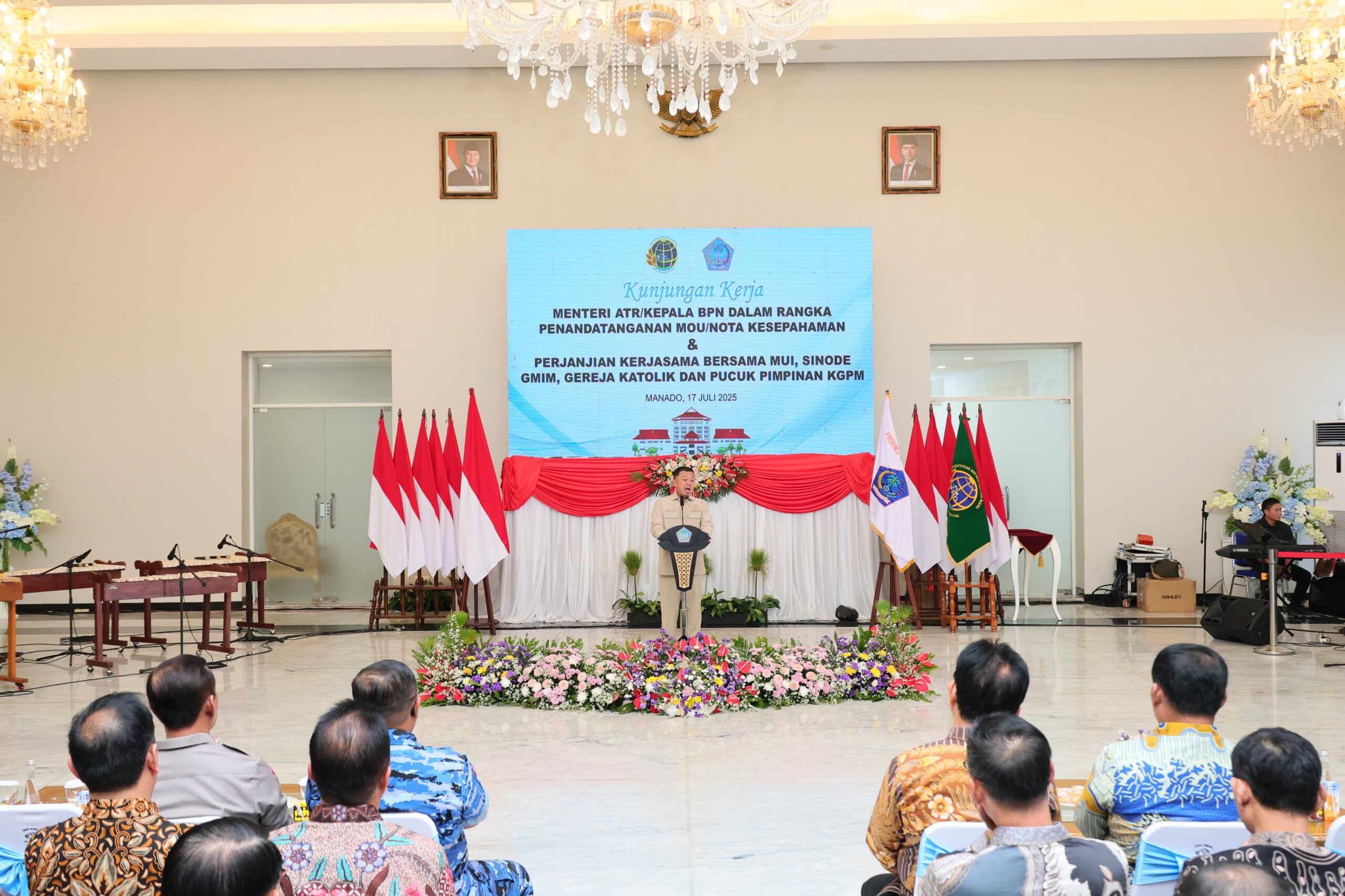 Mentri ATR/BPN Saksikan Penandatanganan MoU Antara Kanwil BPN Sulut dan Lembaga Keagamaan