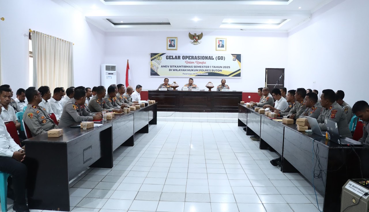 Kapolres Buton Pimpin Gelar Operasional (GO) dan Anev Bulanan