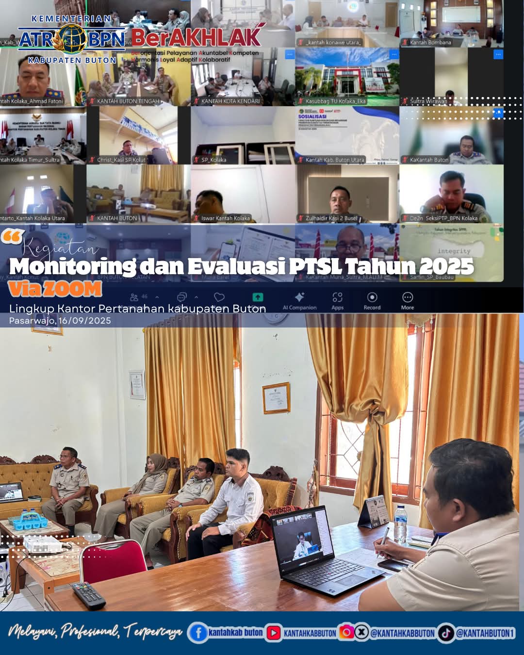 Kantah Buton Ikuti Kegiatan Monitoring dan Evaluasi PTSL secara Daring