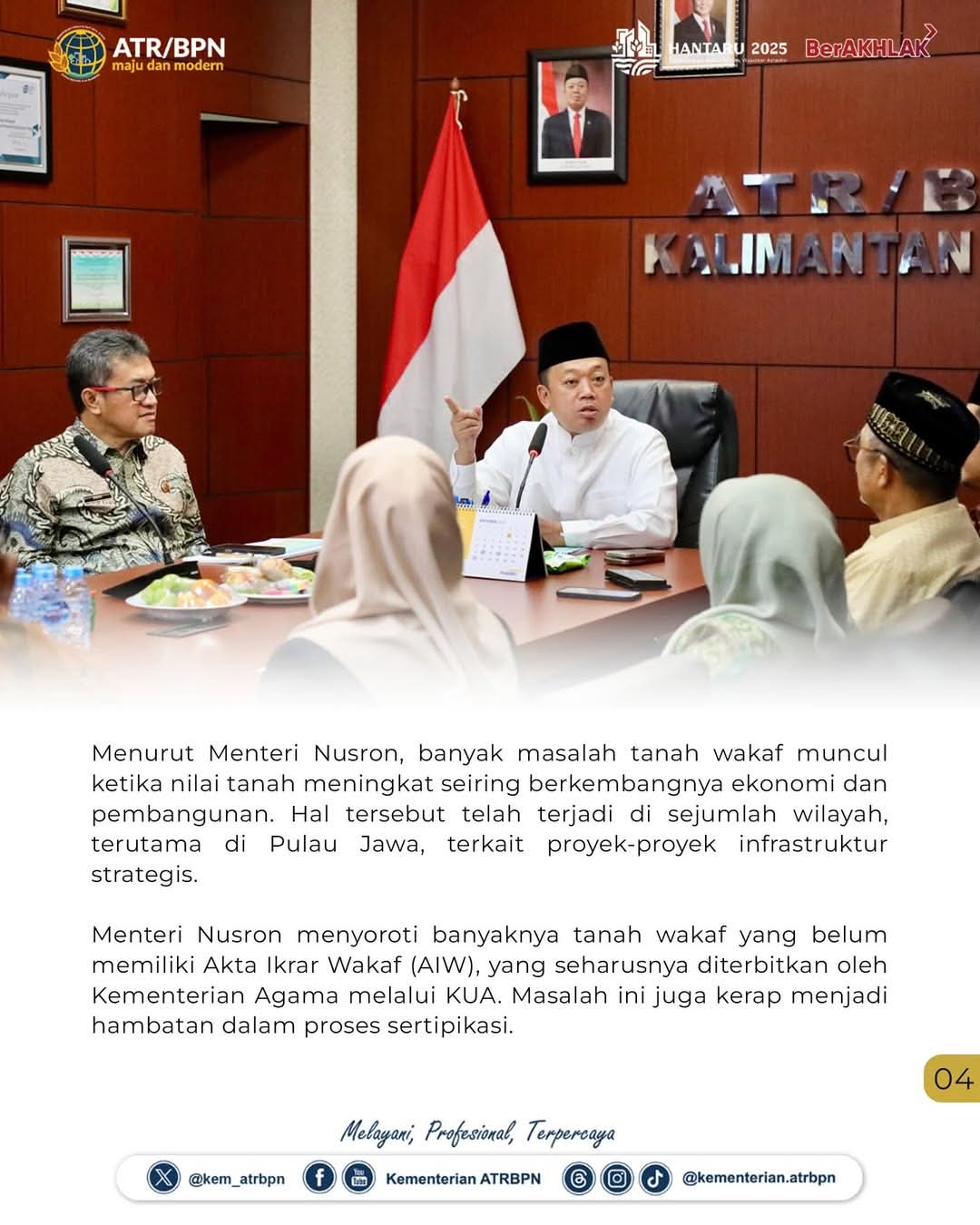 Menteri Nusron Bahas Sertipikasi Tanah Wakaf dan Rumah Ibadah di Kaltim