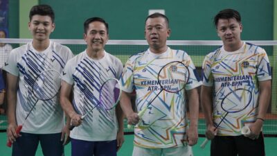 Menteri Nusron dan Wali Kota Palembang Tunjukkan Semangat Sportivitas
