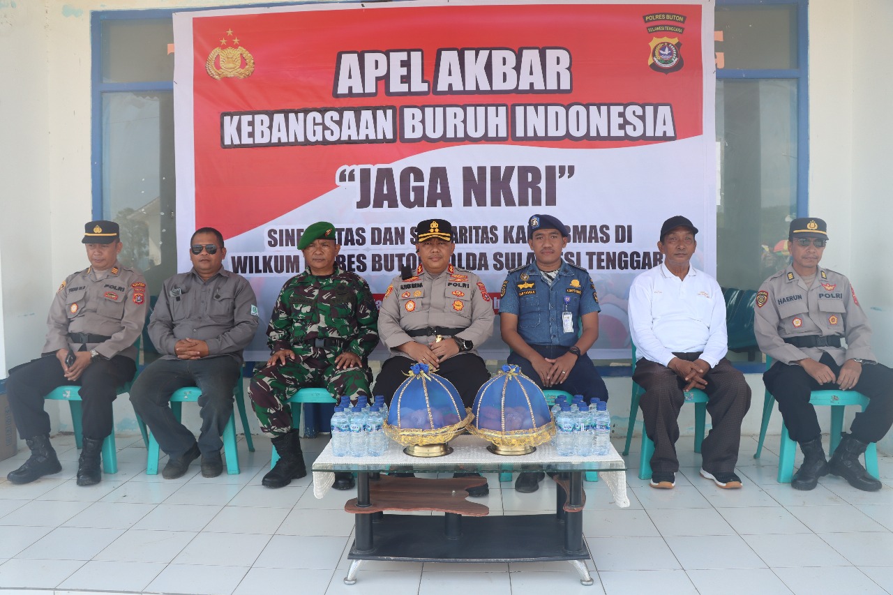 Kapolres Buton Pimpin Apel Akbar Kebangsaan Gabungan Buruh