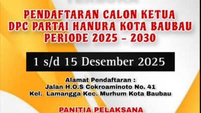 Hanura Baubau Buka Pendaftaran Ketua DPC 2025–2030