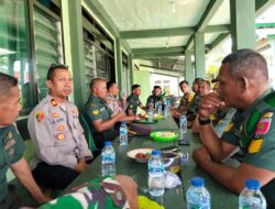 Sinergitas TNI–Polri, Polsek Pasarwajo Kunjungi Koramil 1413-02/Pasarwajo