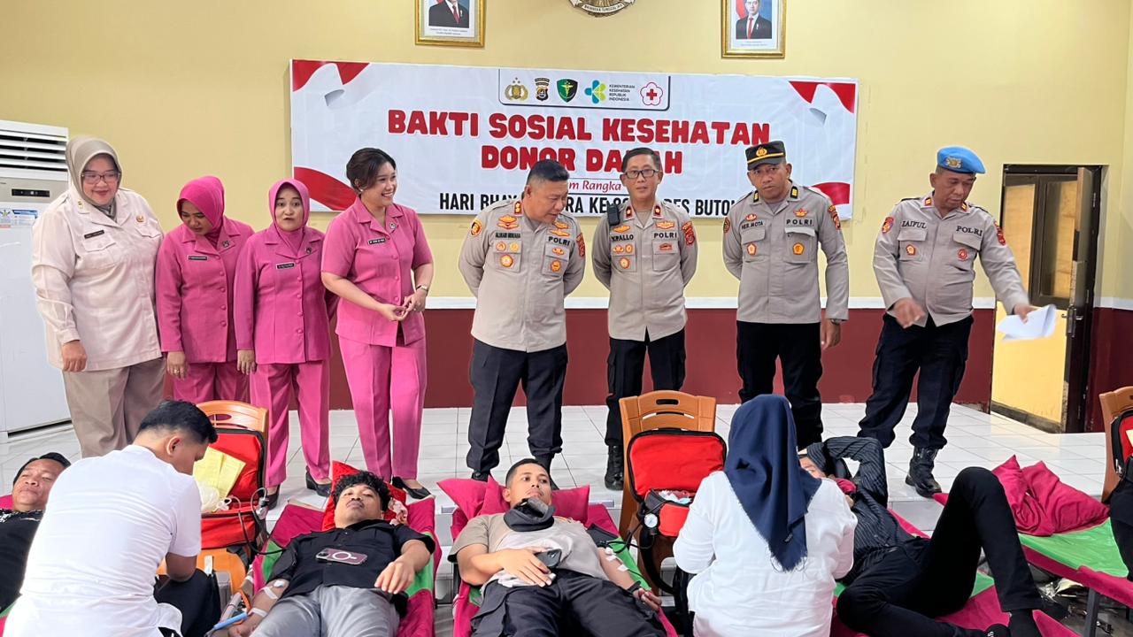 Sambut Hari Bhayangkara Ke - 80 Polres Buton Gelar Bakti Sosial Donor Darah