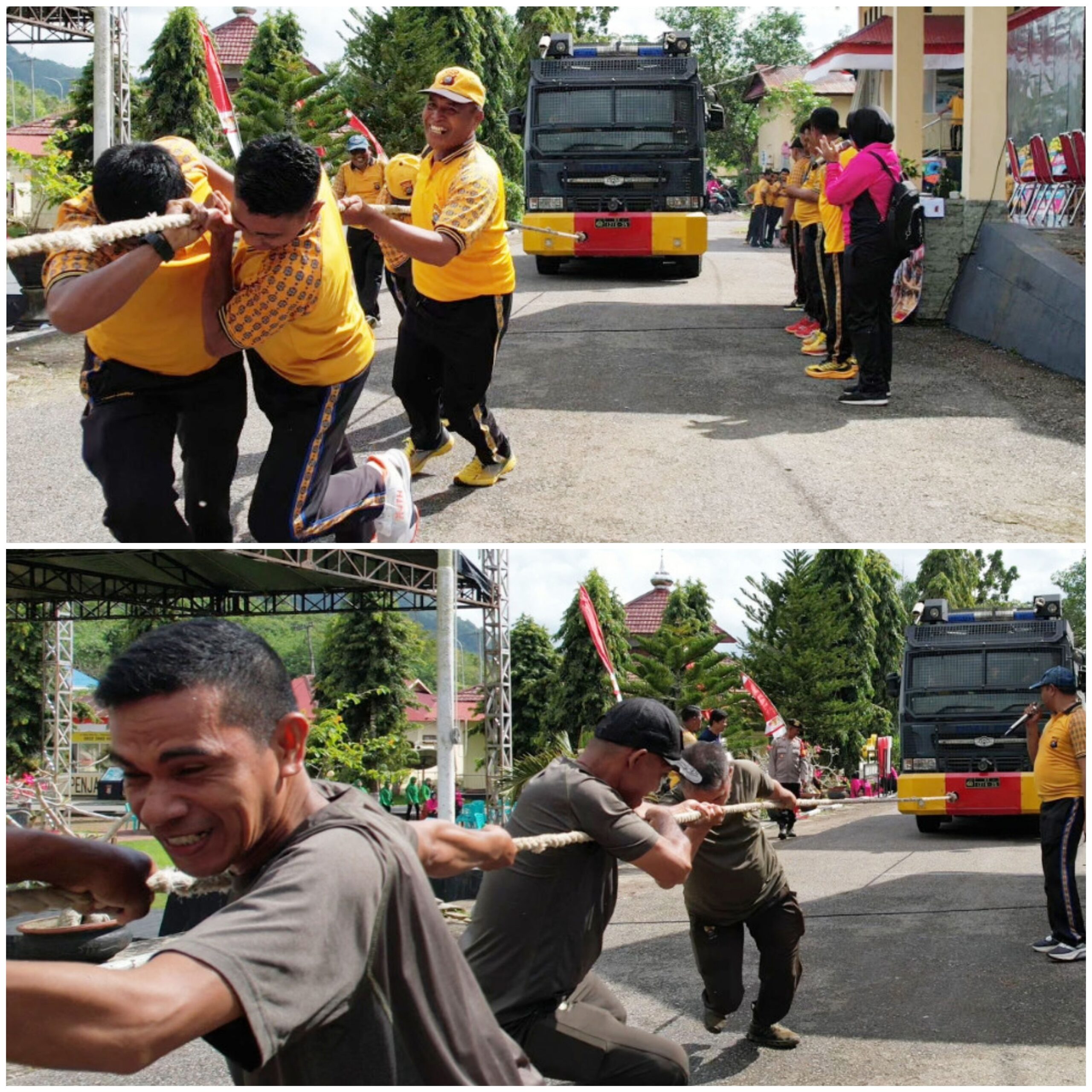 Polres Buton Vs Koramil 1413-02 Buton Tarik Mobil Water Cannon