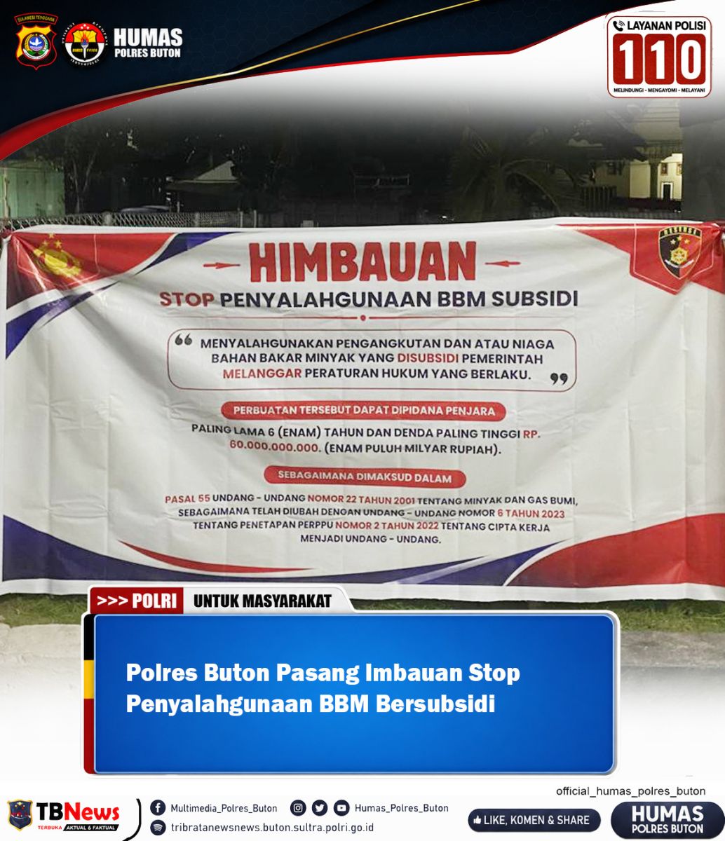 Polres Buton Pasang Imbauan Stop Penyalahgunaan BBM Bersubsidi