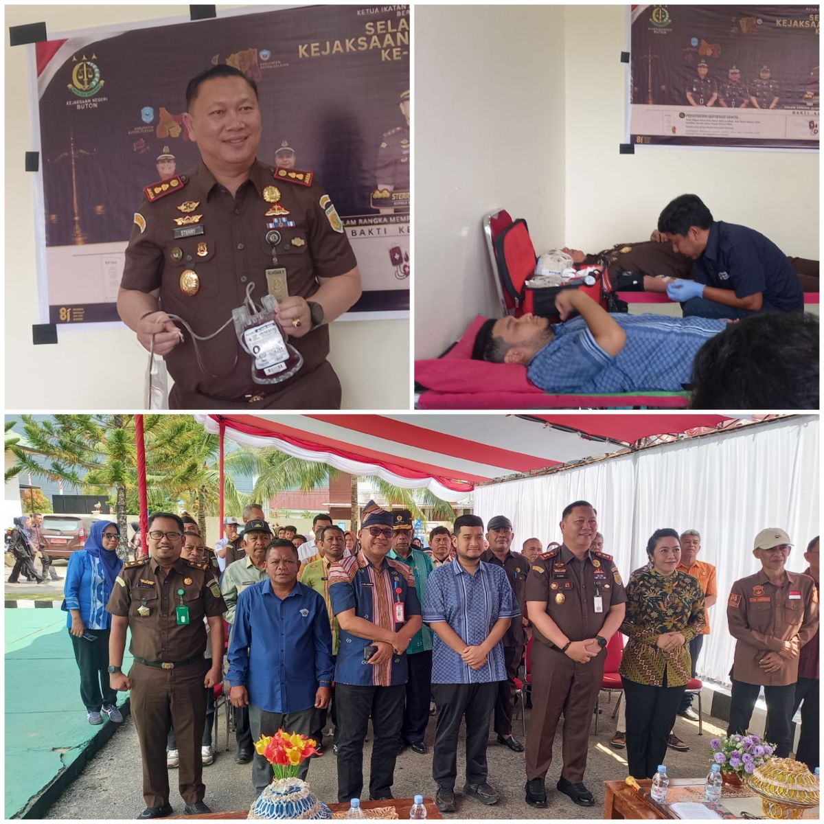 Baksos Harlah Kejaksaan, Bupati bersama Kajari Buton Ikut Donor Darah