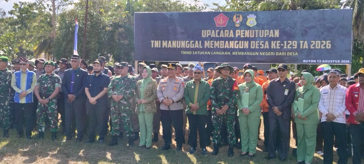 Kapolres Buton Hadiri Upacara Penutupan TMMD ke-129 Tahun 2026 di Kabupaten Buton