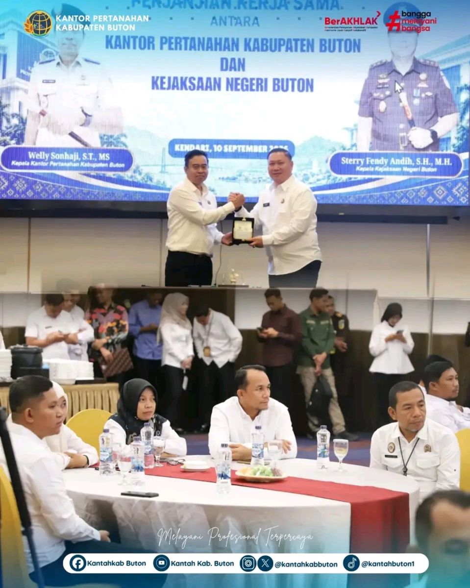 Perkuat Sinergi Hukum, BPN dan Kejari Buton Gelar Mou