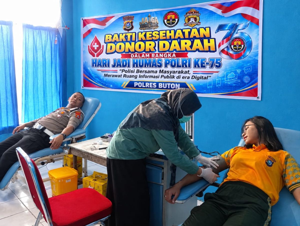 Sambut Hari Jadi Humas Polri Ke-75, Polres Buton Gelar Donor Darah
